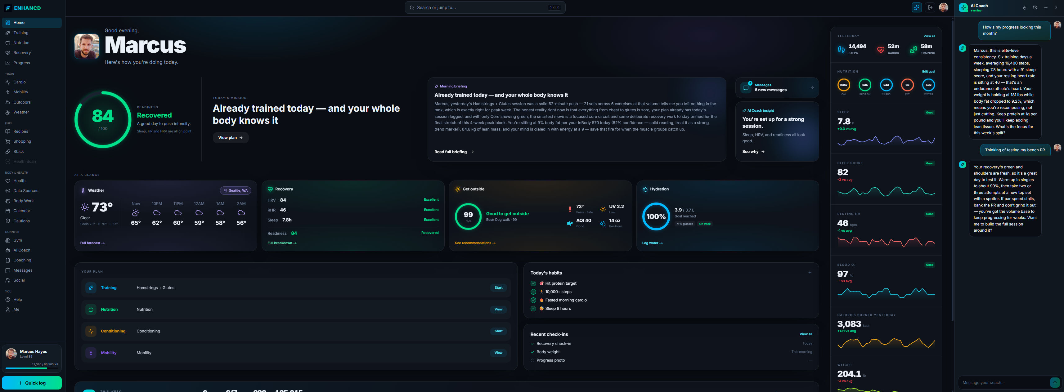 Command Center — Your daily performance dashboard